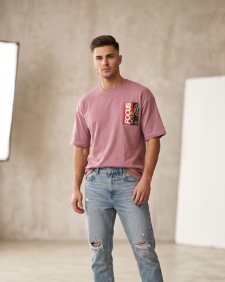 Focus Mood Pocket Print Unisex Oversized T-Shirt