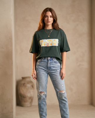 Cute Design Green Boxy Unisex Oversized T-Shirt