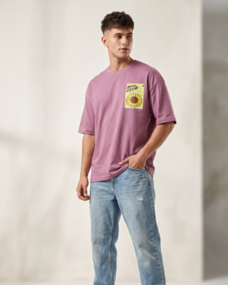 never give up t-shirt purple oversized quote tee