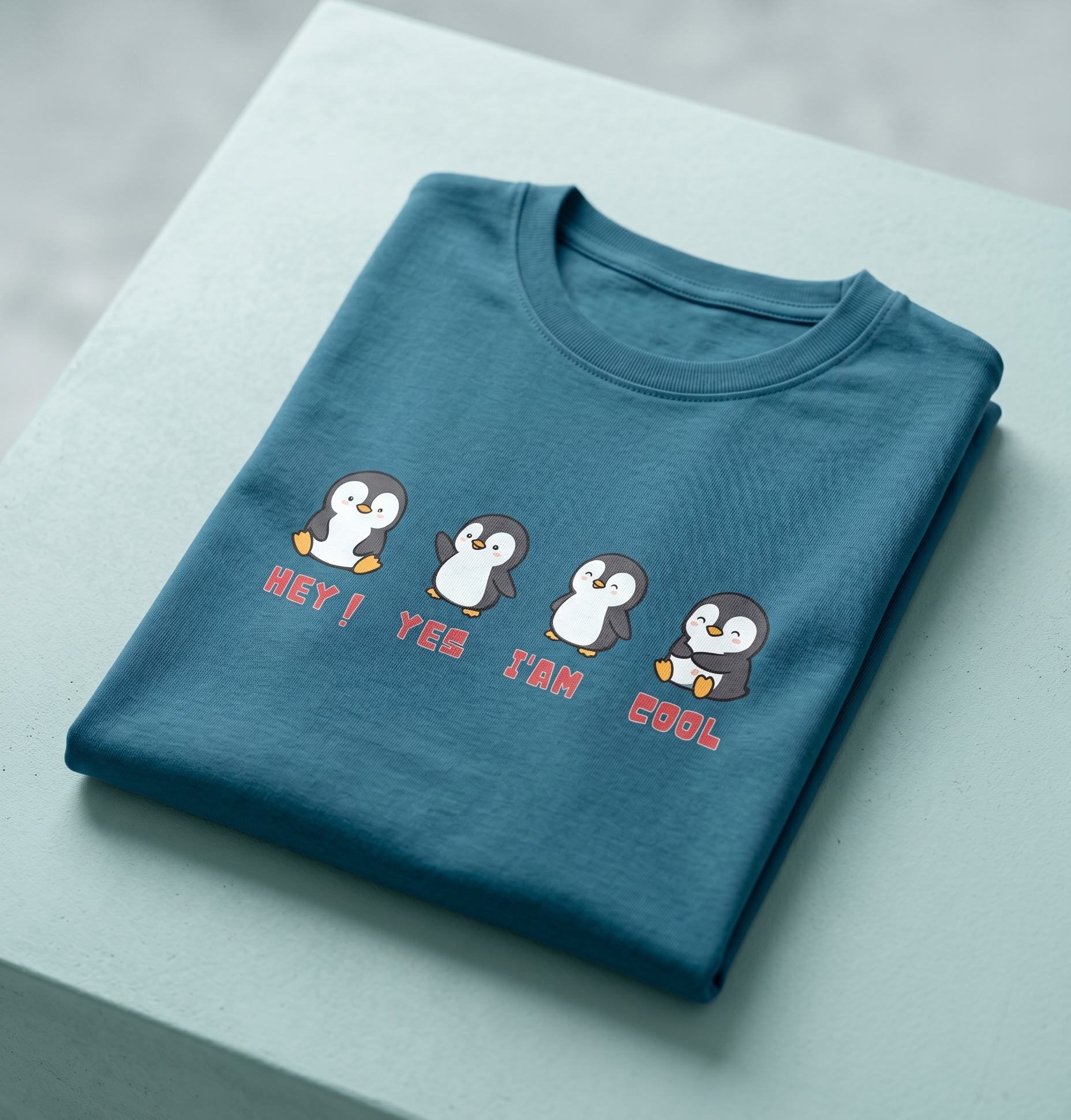 Penguin Print Peacock Oversized T-Shirt - Image 5