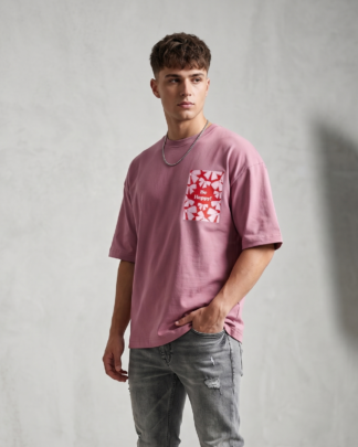 Be Happy Graphic Dusty Pink Oversized T-Shirt by Oyewear