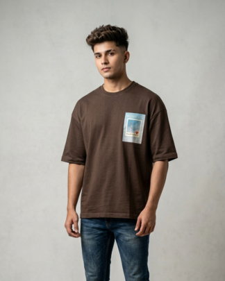 Moments Oversized T-Shirt – Brown | 240 GSM Cotton