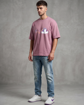 Music Cloud Purple Oversized T-Shirt