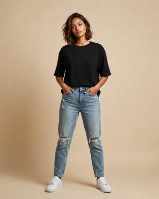 Plain Black Oversized T-Shirt 240 GSM by Oyewear
