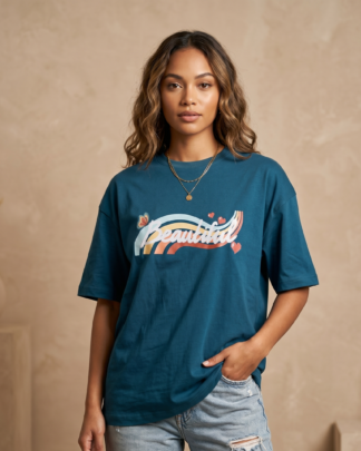 Beautiful Graphic Peacock Blue Oversized T-Shirt by Oyewear