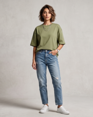 Olive Green Plain Oversized T-Shirt 180 GSM