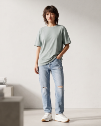 Ice Grey Plain Oversized T-Shirt 180 GSM