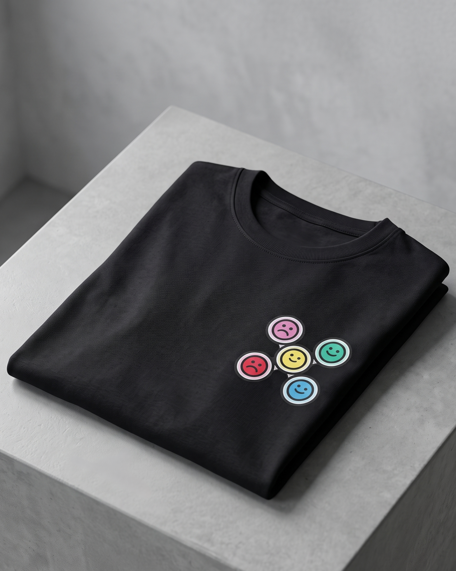 Mood Faces Graphic Black Oversized Unisex T-Shirt | 240 GSM Cotton - Image 2