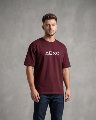 Gaming Symbols Wine Oversized Unisex T-Shirt