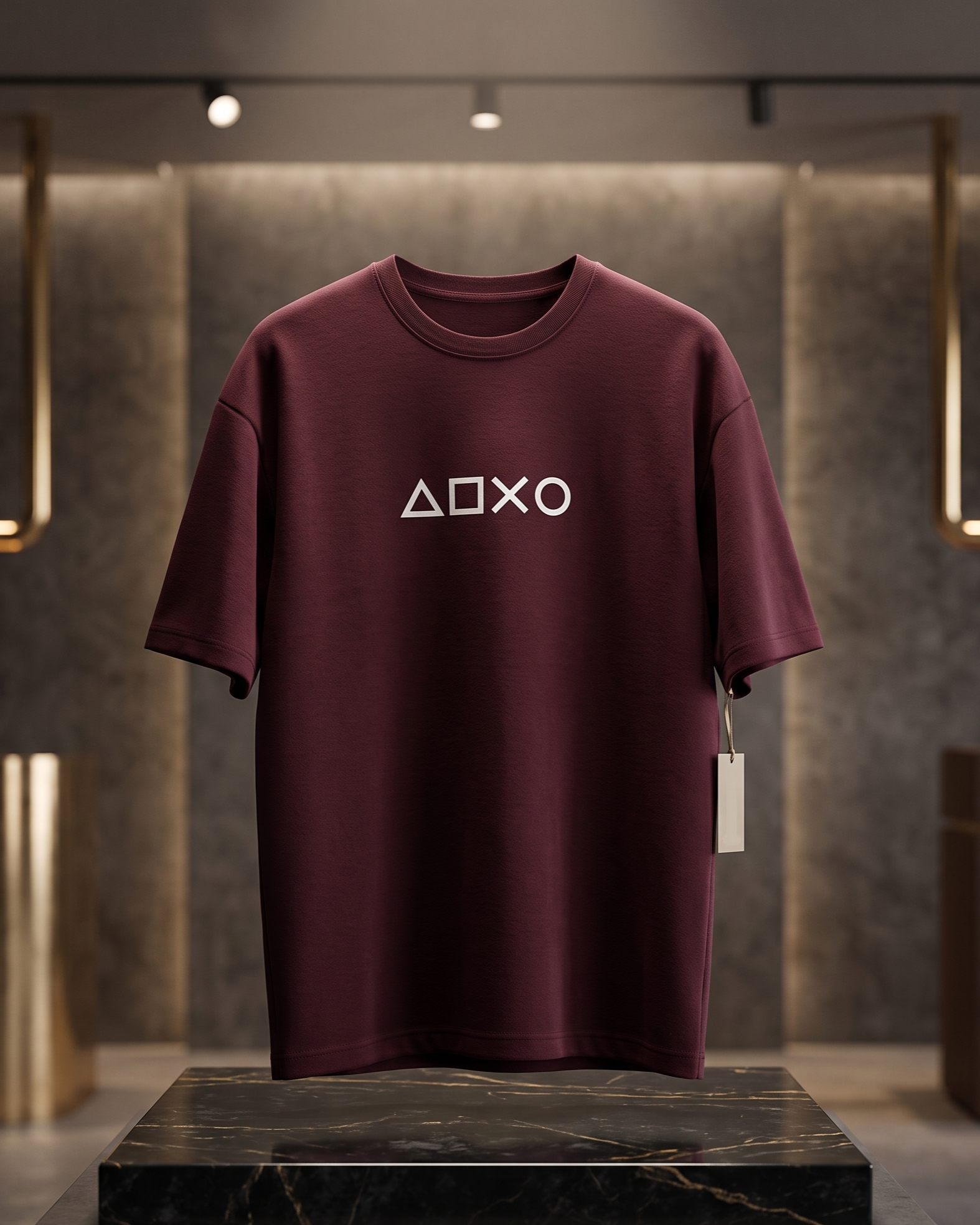 Gaming Symbols Wine Oversized Unisex T-Shirt | 240 GSM Cotton - Image 5