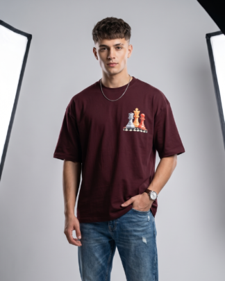 Chess Pieces Wine Oversized Unisex T-Shirt | 240 GSM Cotton