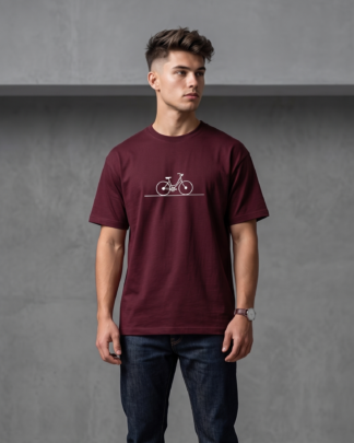 Wine Oversized Bicycle Graphic T-Shirt 240 GSM Premium Cotton