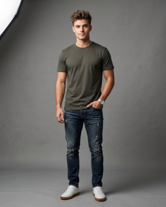 Plain Oversized Boxy Unisex T-Shirt – Olive Green