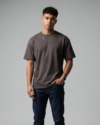 Plain Oversized Boxy Unisex T-Shirt – Dark Taupe