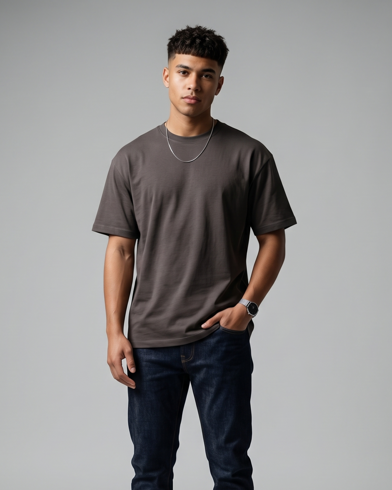 Plain Oversized Boxy Unisex T-Shirt – Dark Taupe