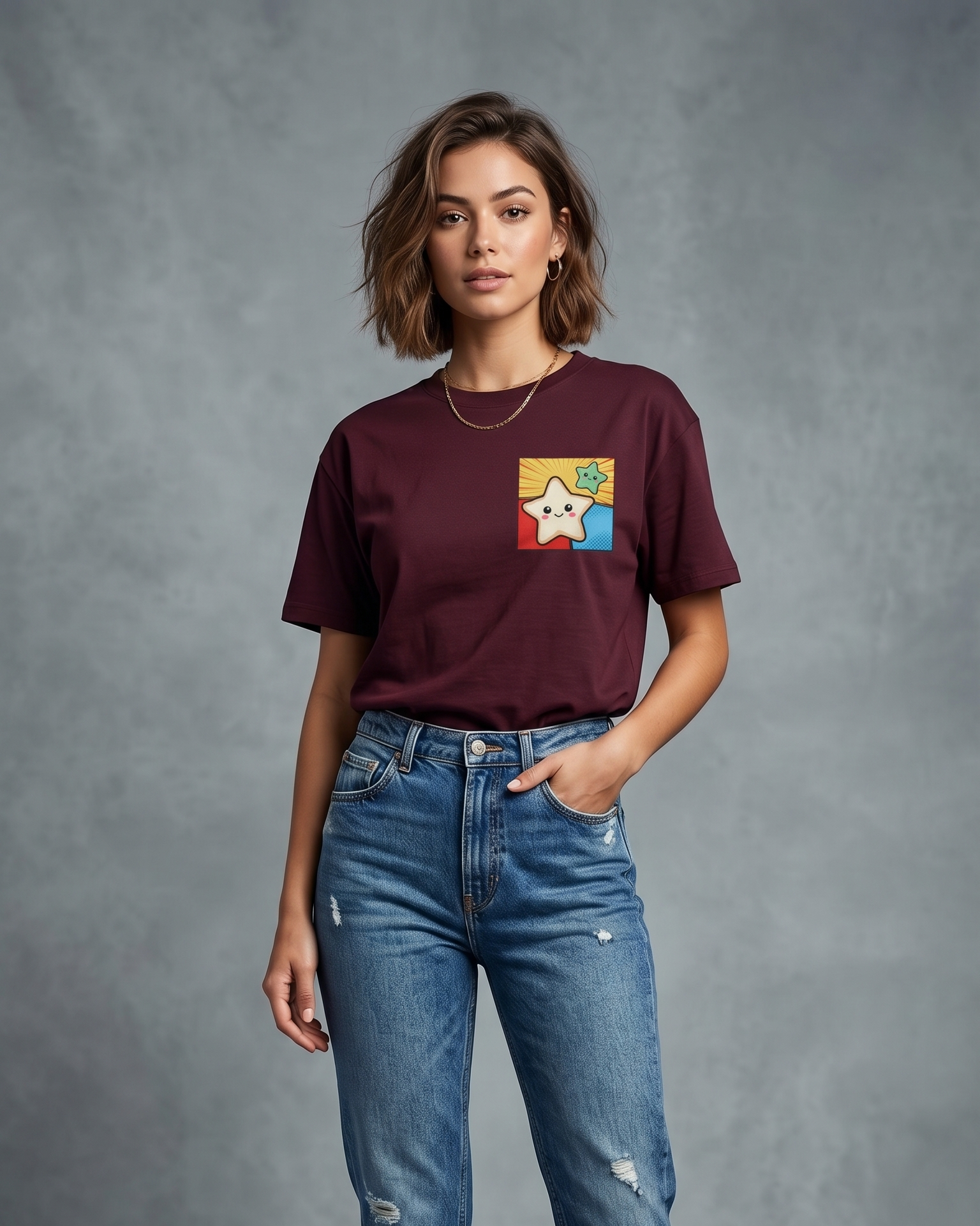 Wine Oversized T-Shirt | Cute Star Graphic Unisex T-Shirt - Image 4